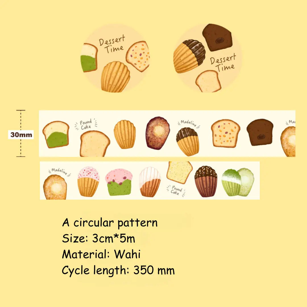 Madeleine Pound Cake Original Illustration Washi Tape ChicChoi