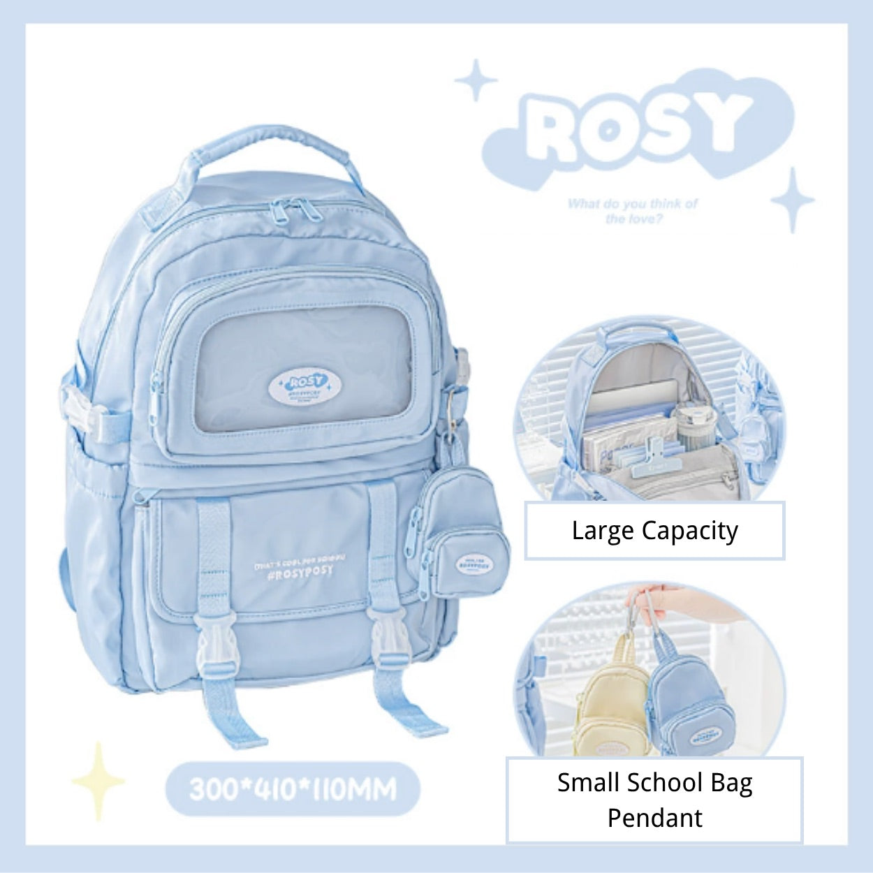 Cream-Style Large Capacity Schoolbag with A Window