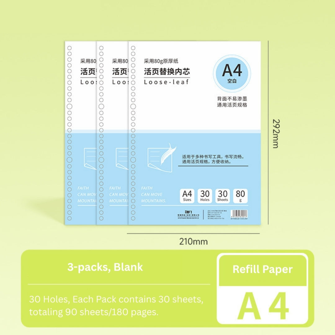 Loose-Leaf Refill Inserts – B5 / A5 / A4 Sizes