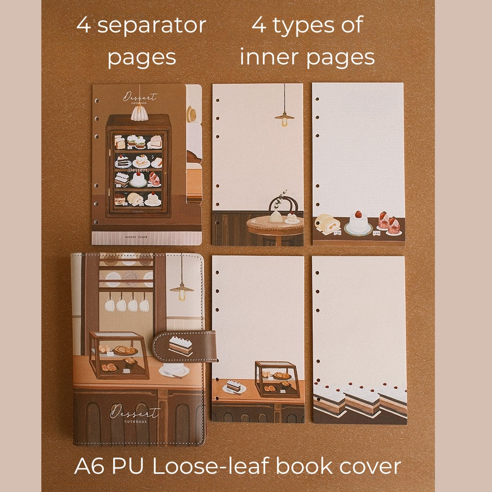 A Cabinet of Desserts A6 PU Leather Loose-Leaf Binder & Paper