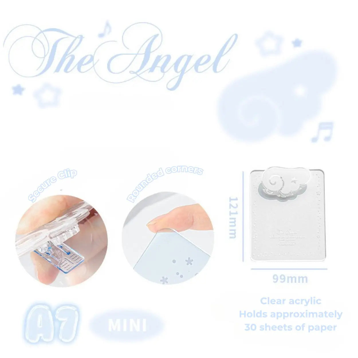 Angel Wings Transparent Acrylic Clipboard in A4 & A7 ChicChoi