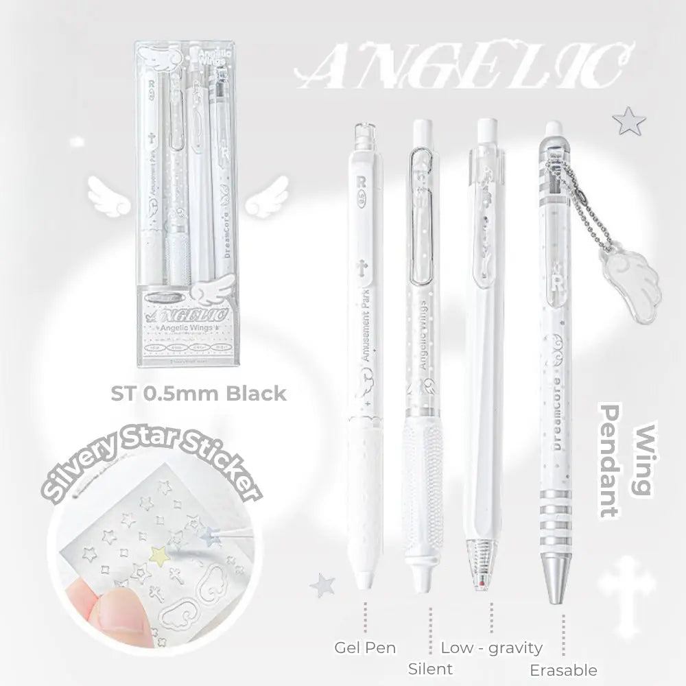 Angelic Shimmer Gel Pens Set – 4 pcs/0.5mm Nib/Black Ink ChicChoi