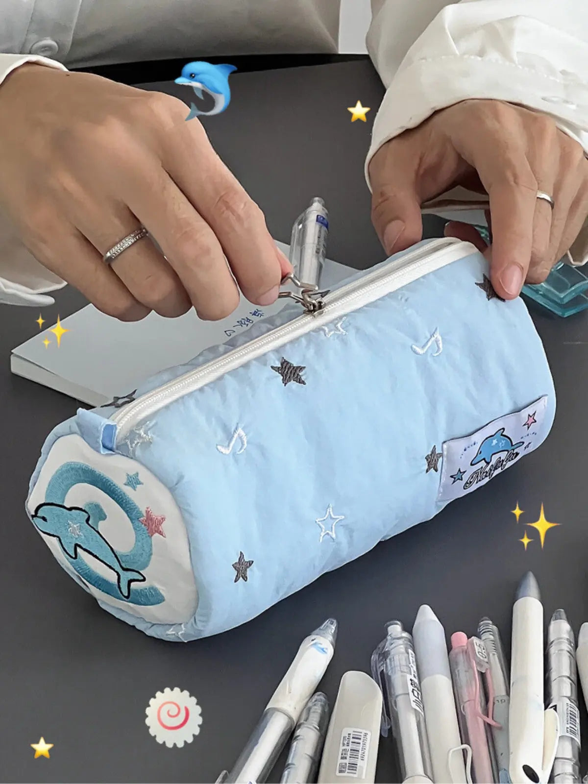 Shop Roxy Happy Wednesday Small Pencil Case In Nebulas Blue Happy Shop Roxy Happy Wednesday Small Pencil Case In Nebulas Blue Happy