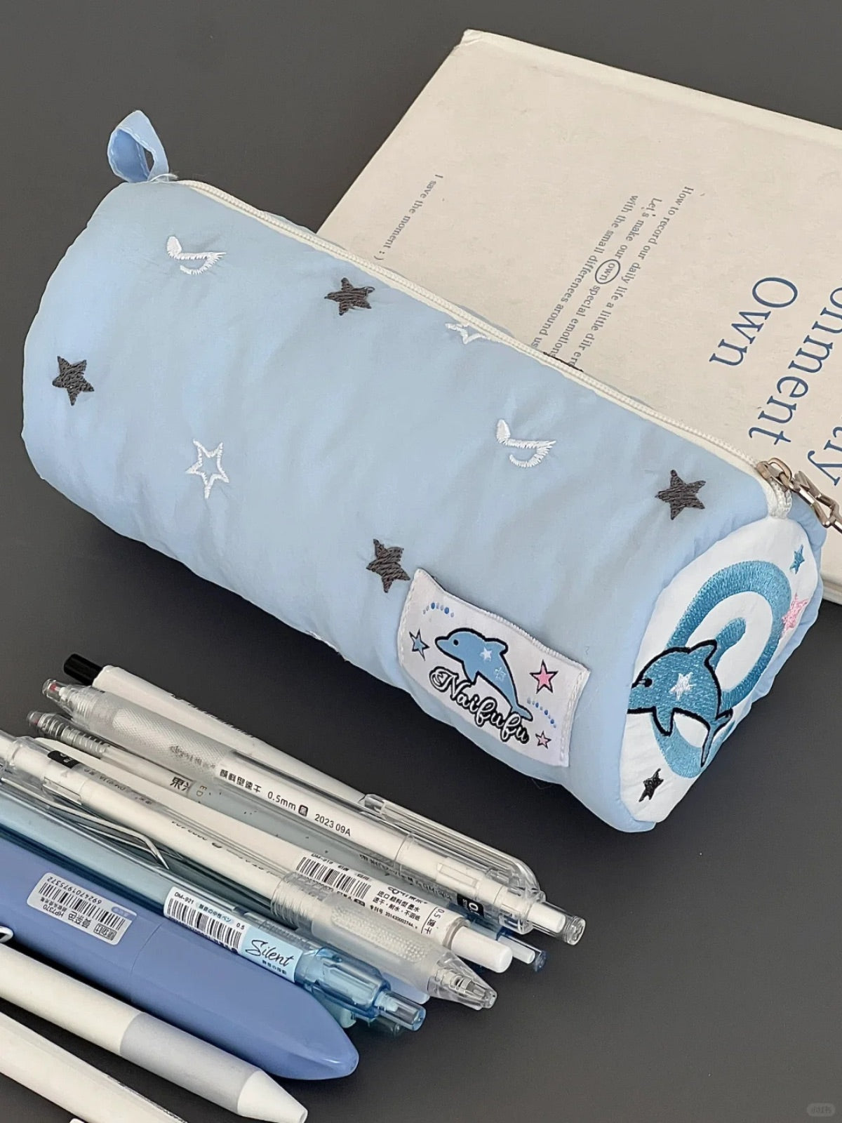 Original Design Blue Dolphin Pencil Pouch