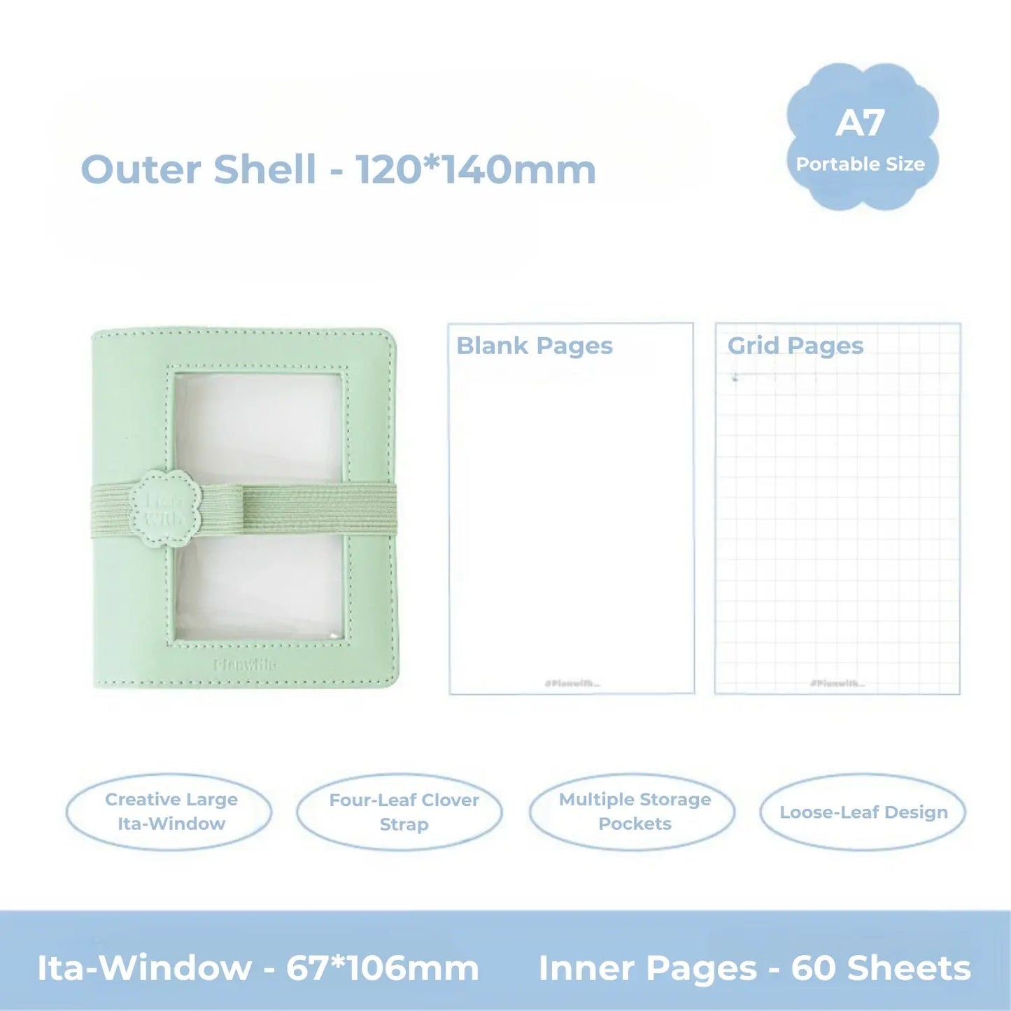 PlanPlan A7 Leather Ita Window Notebook ChicChoi