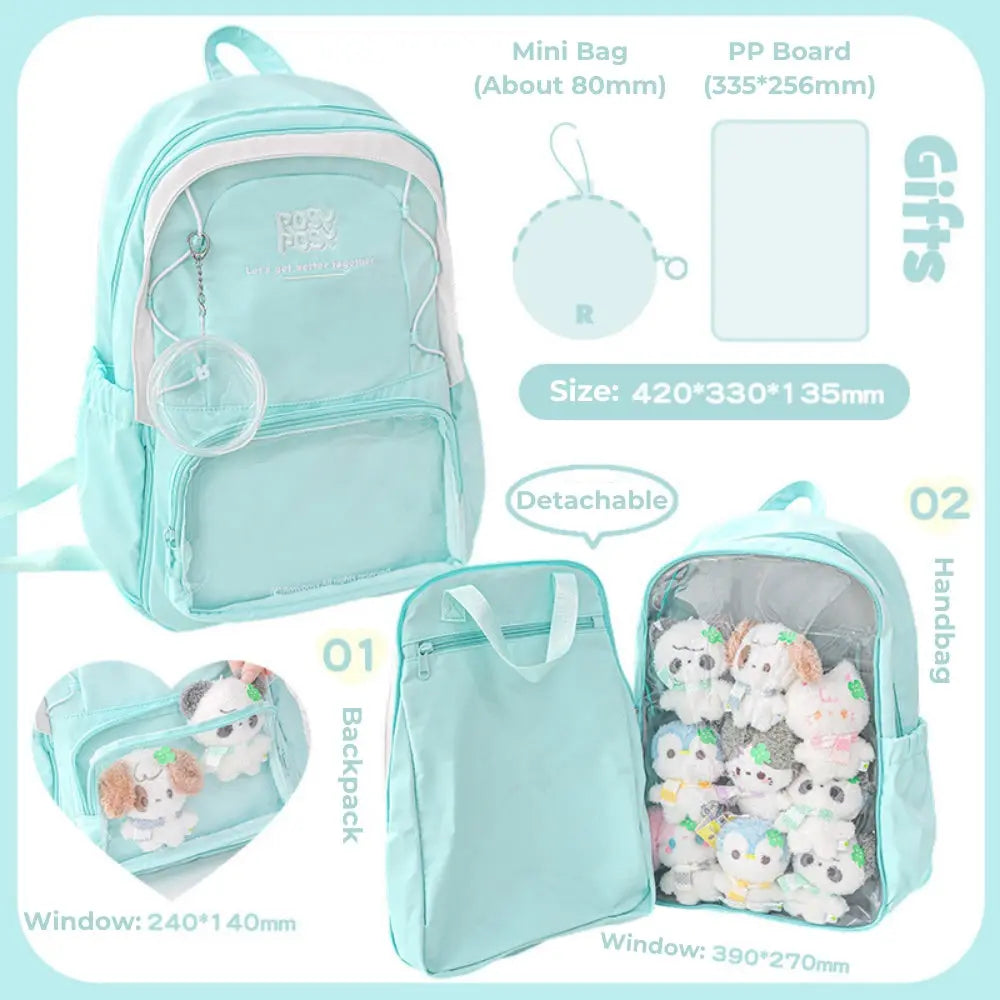 Transparent Window Large Capacity 2 Bags In 1 Detachable Backpack ChicChoi