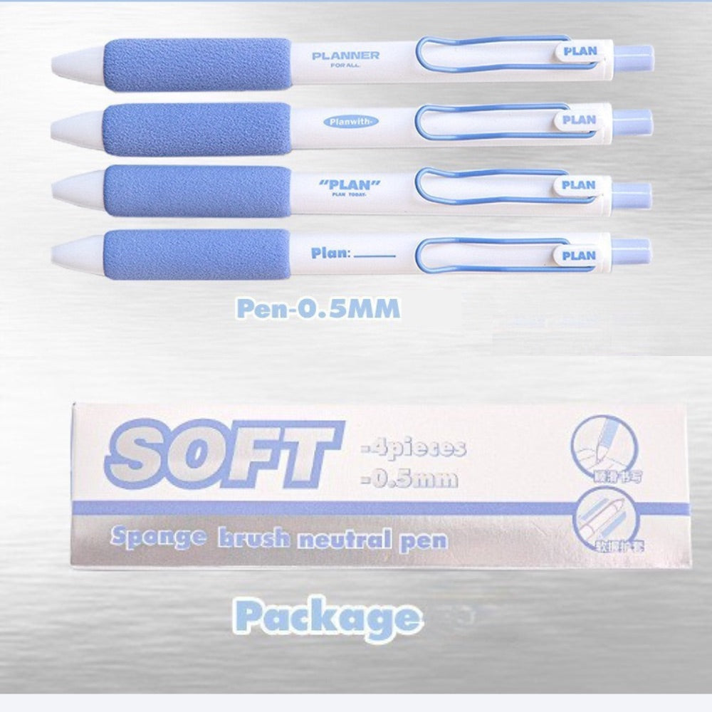 Soft Chiffon 0.5mm Black Gel Pen Set 4pcs