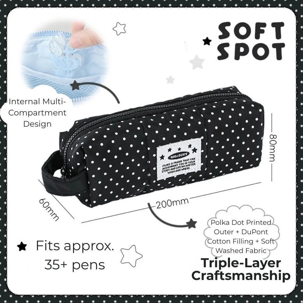 Soft Spot Puffy Pencil Case with Hand Strap ChicChoi