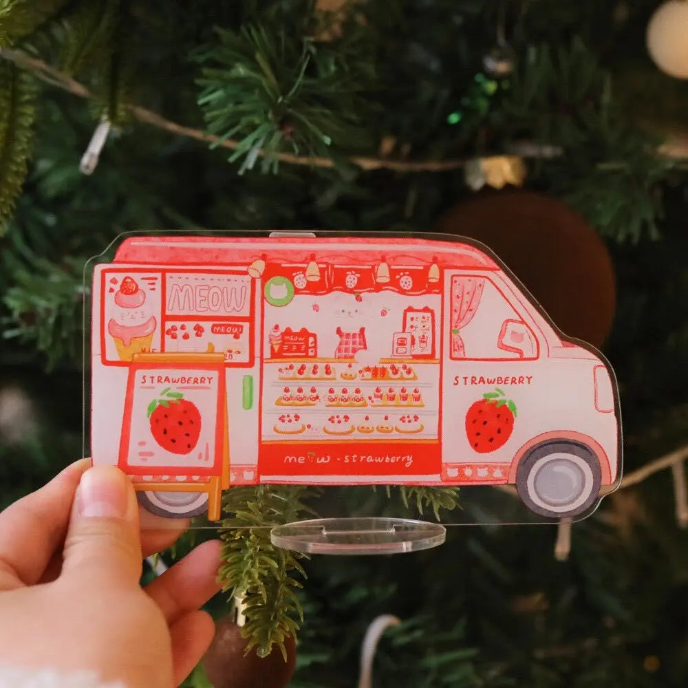 Strawberry Christmas Tree/Dining Car Acrylic Note Holder Stand ChicChoi