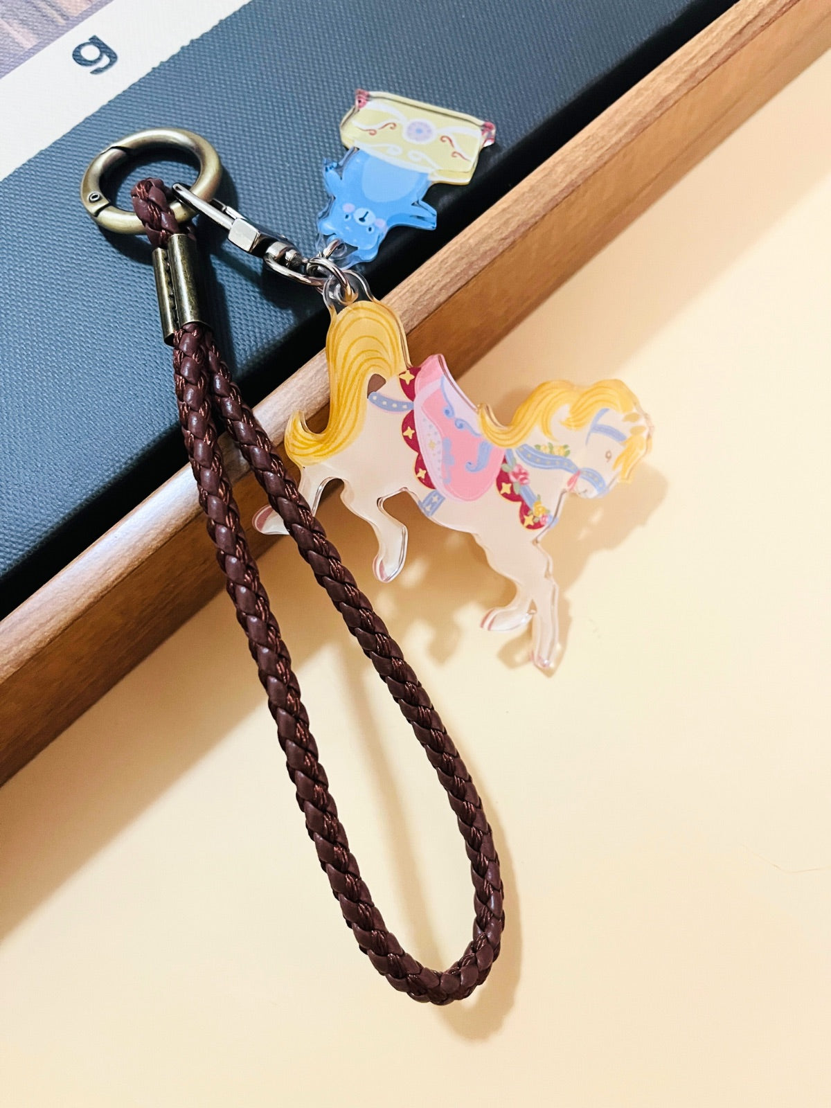 Retro PU Leather Braided Phone Strap with Charms