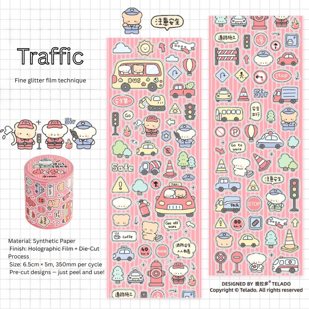 Colorful Graffiti Sticker Roll - Cute Cartoon Decorative Tape
