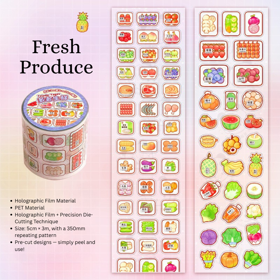 Daily Life PET Waterproof Die-Cut Sticker Roll