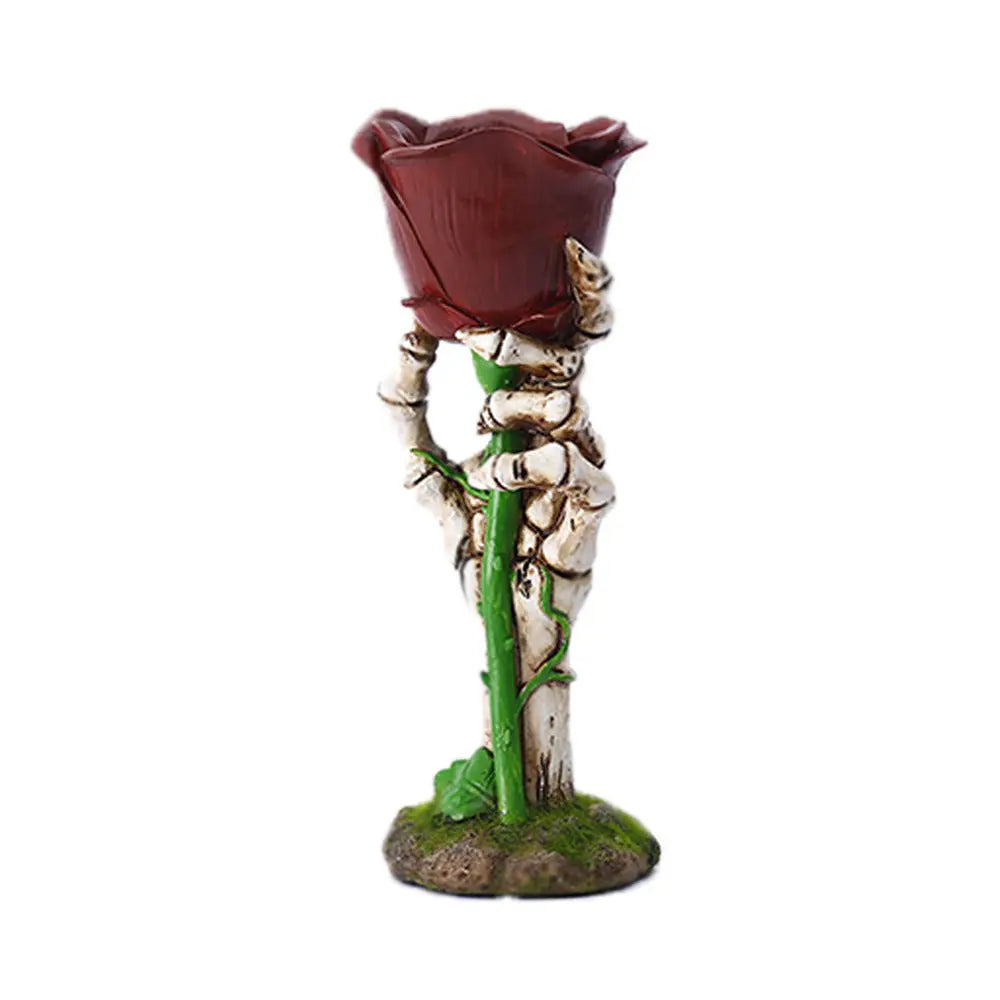 Eternal Love Halloween Skull Hand Rose Candle Holder ChicChoi