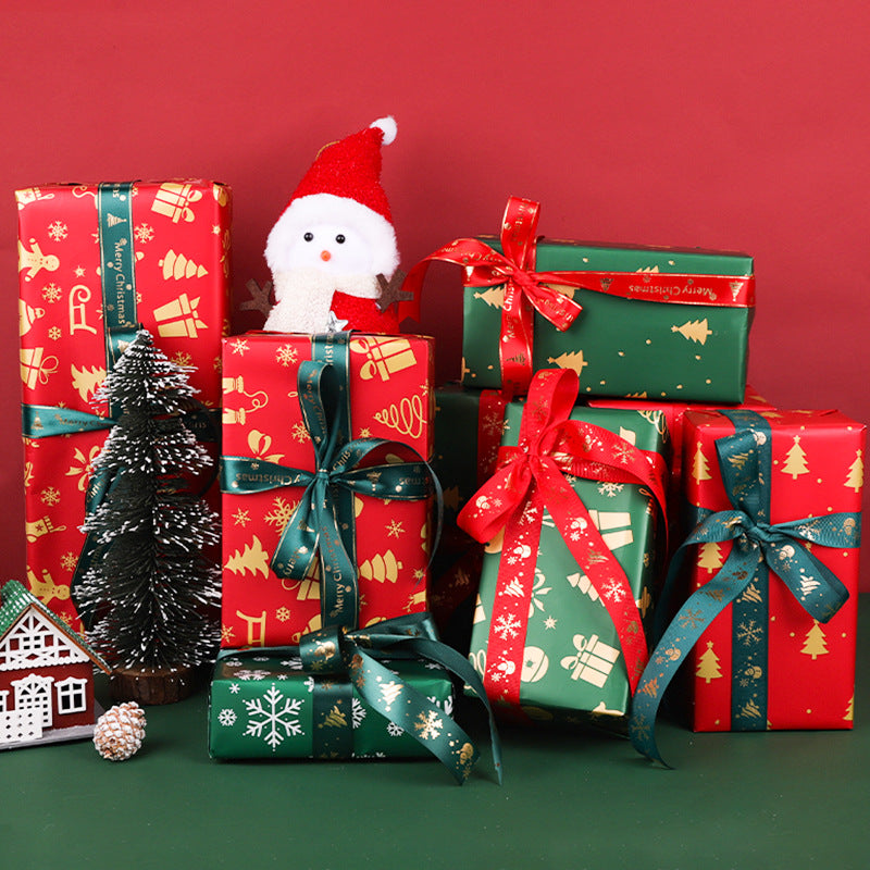 Festive Gold-Stamped Christmas Ribbon