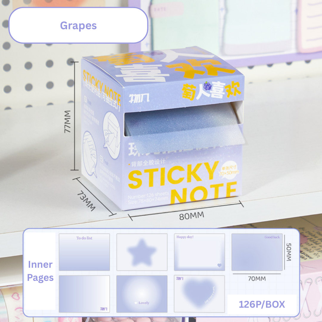 Gradient Pearl Blush Transparent Sticky Notes - SOLD OUT ChicChoi