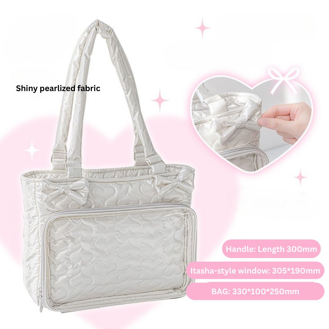 Light & Soft Cotton Shoulder Bag with Transparent Window