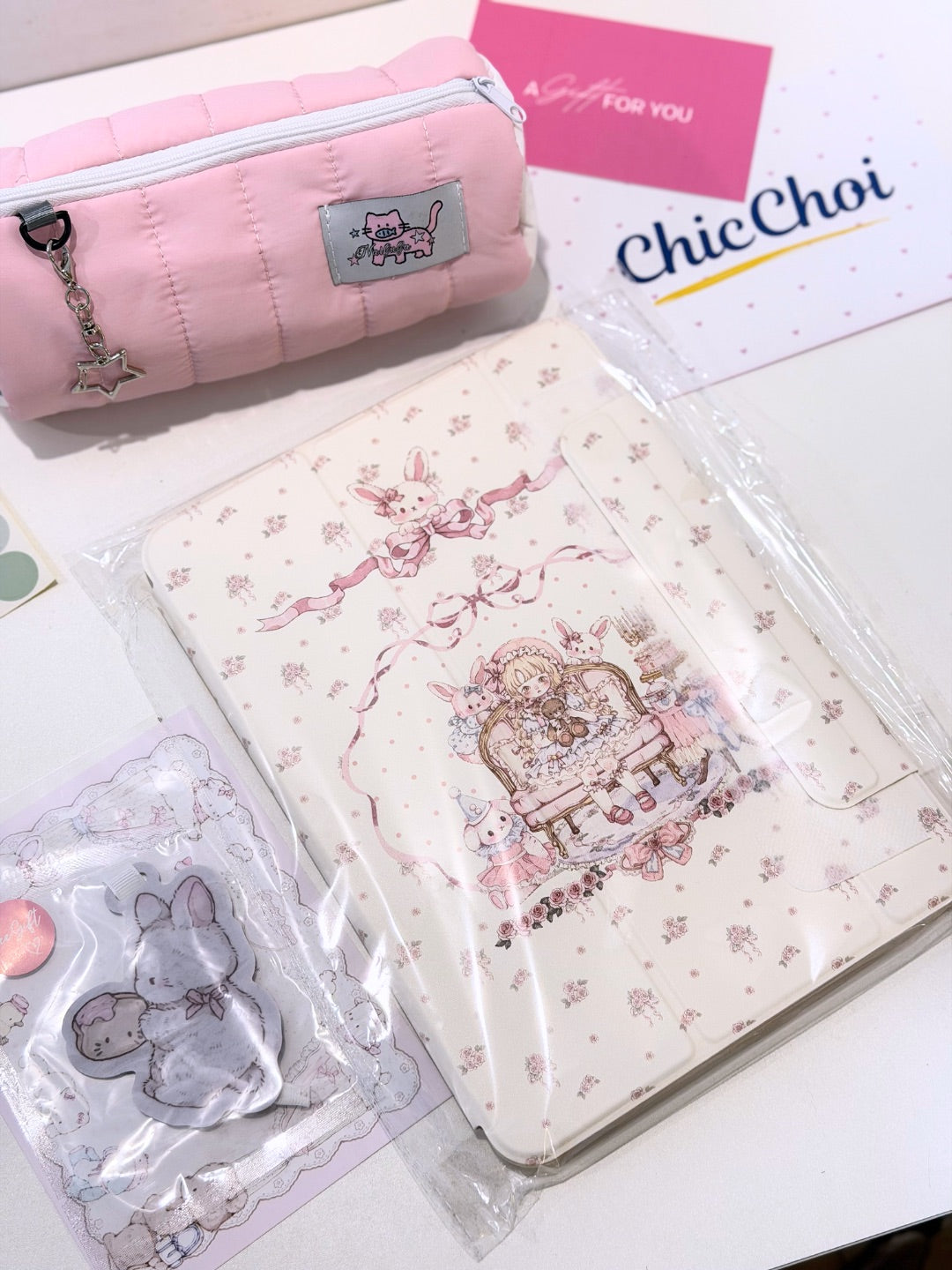 Original Girl's Tea Party 3-Fold Magnetic Detachable 720° Adjustable iPad Case