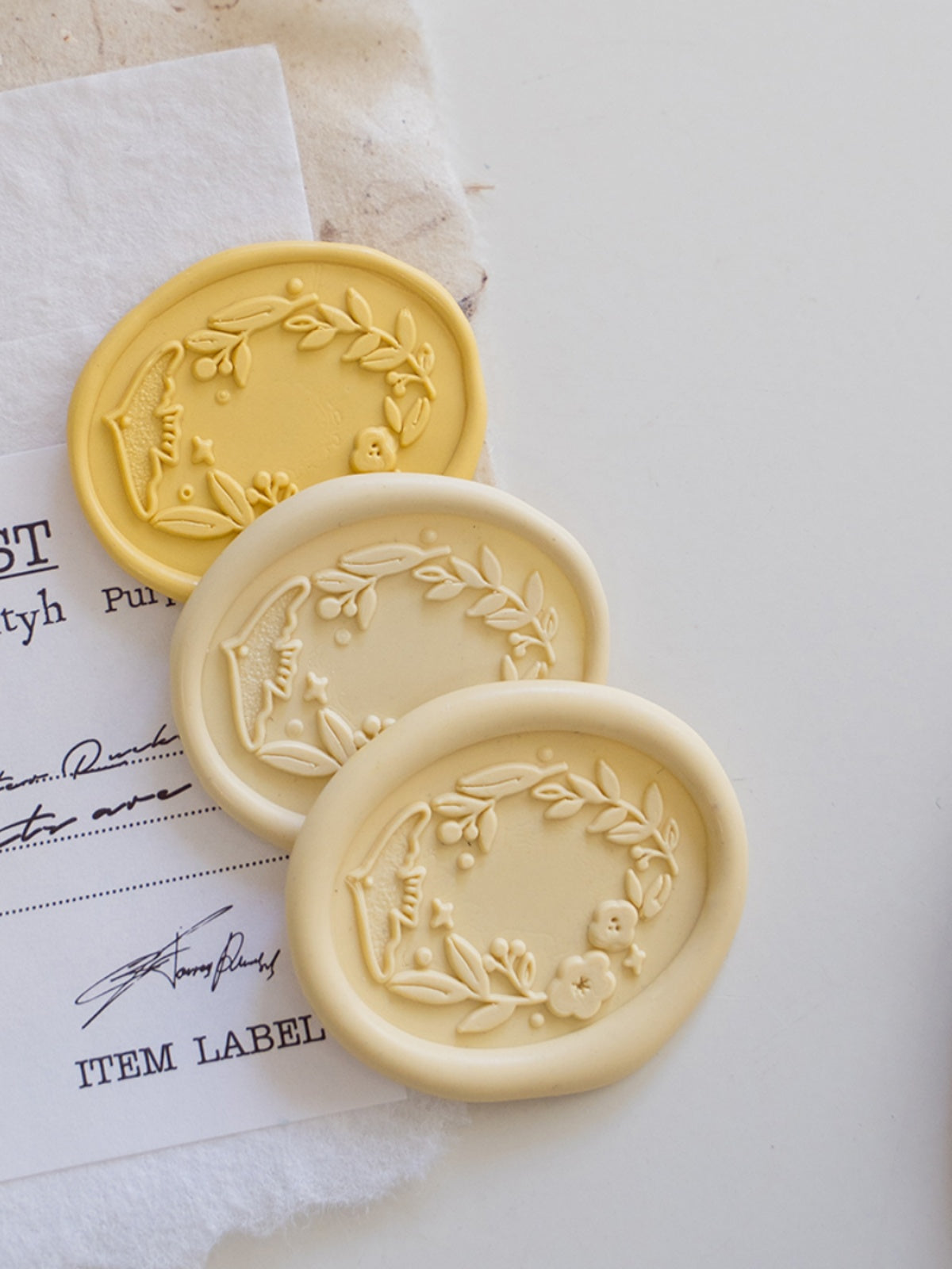 Original Floral Wreath Wax Sealing Stamps Head & Wooden Handle