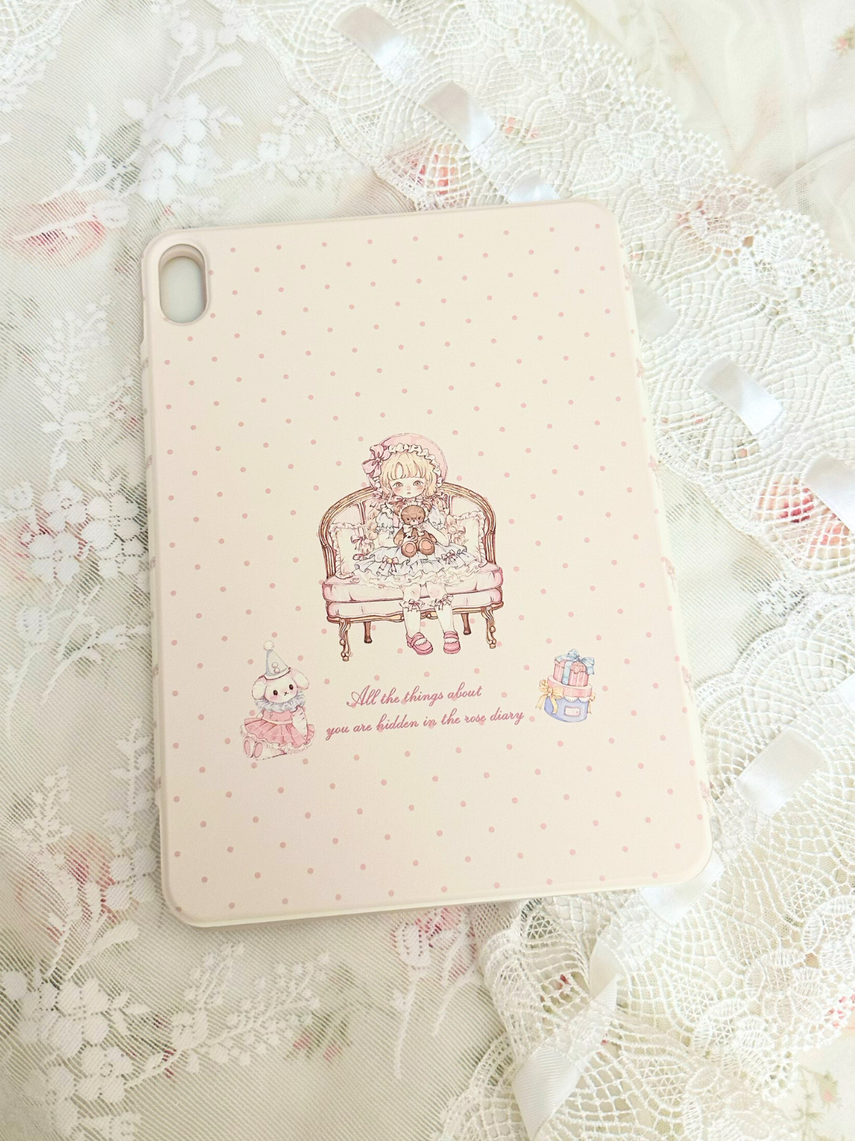 Original Girl's Tea Party 3-Fold Magnetic Detachable 720° Adjustable iPad Case