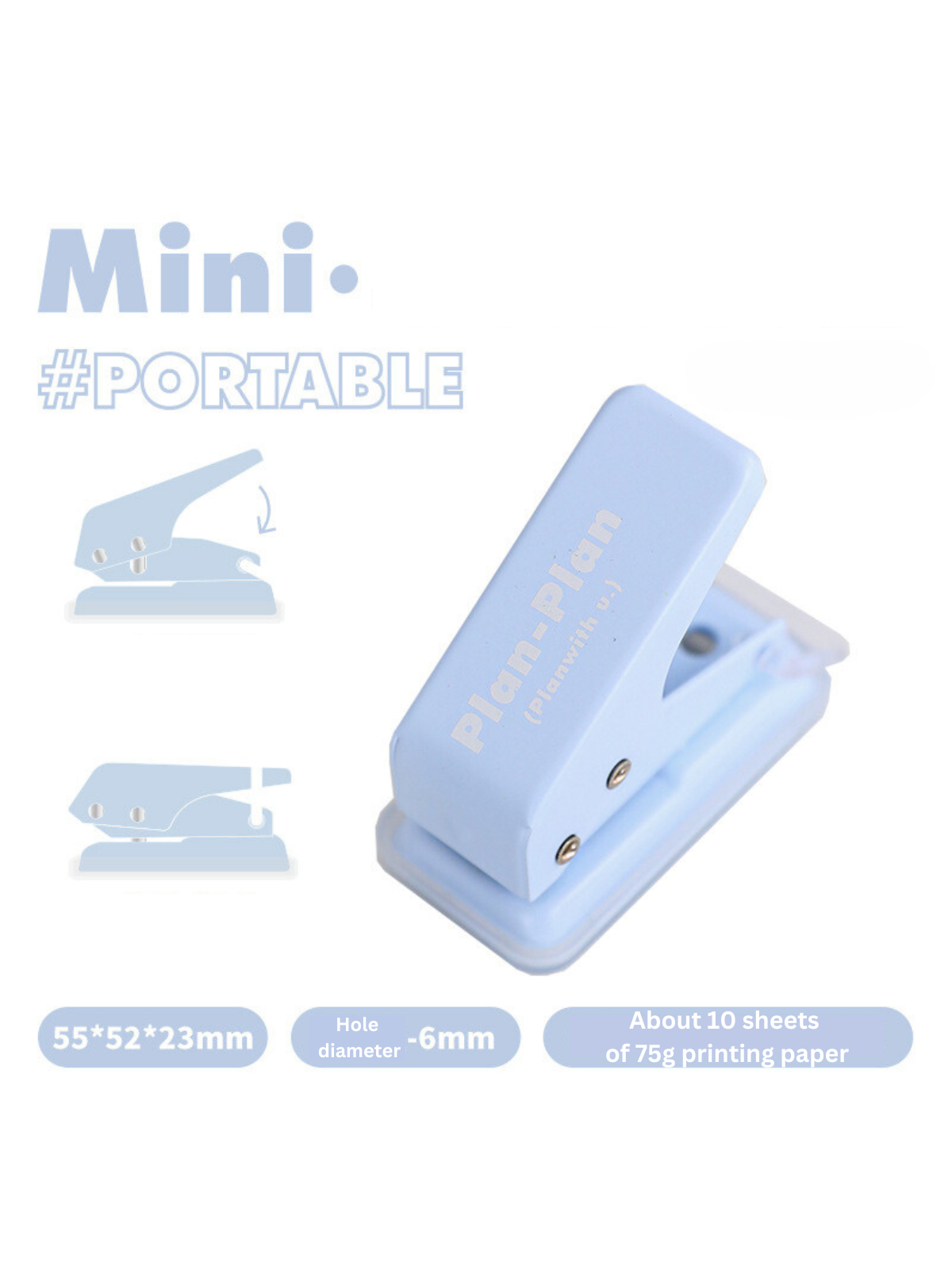 Plan Plan Mini Portable Paper Single Hole Punch ChicChoi