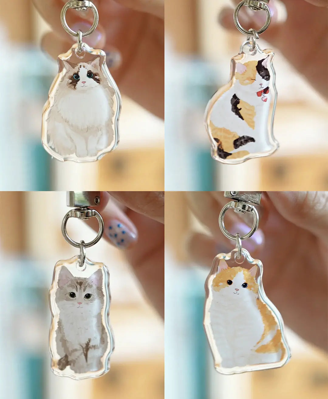 Purrfect Cat Keychains – Original Acrylic Charms ChicChoi
