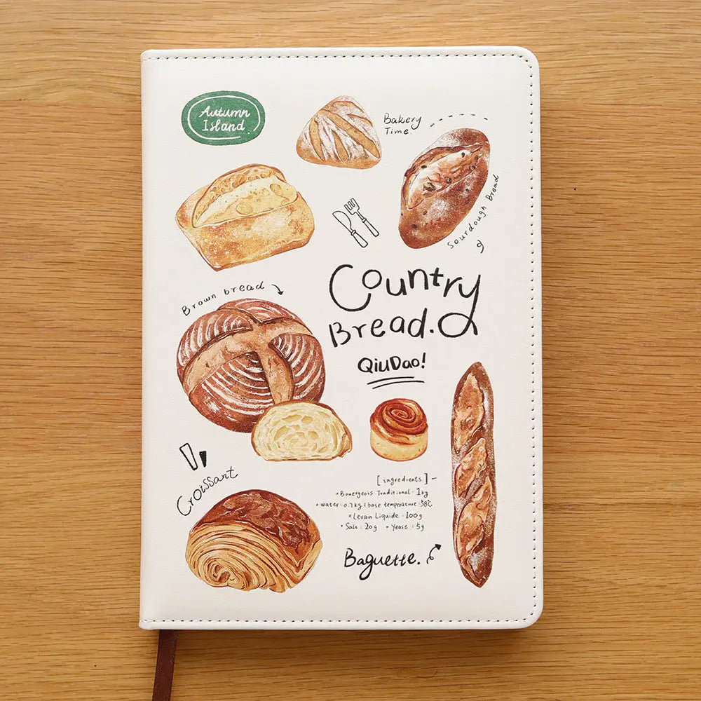 Bread Baking Illustration A5 PU Leather Notebook ChicChoi