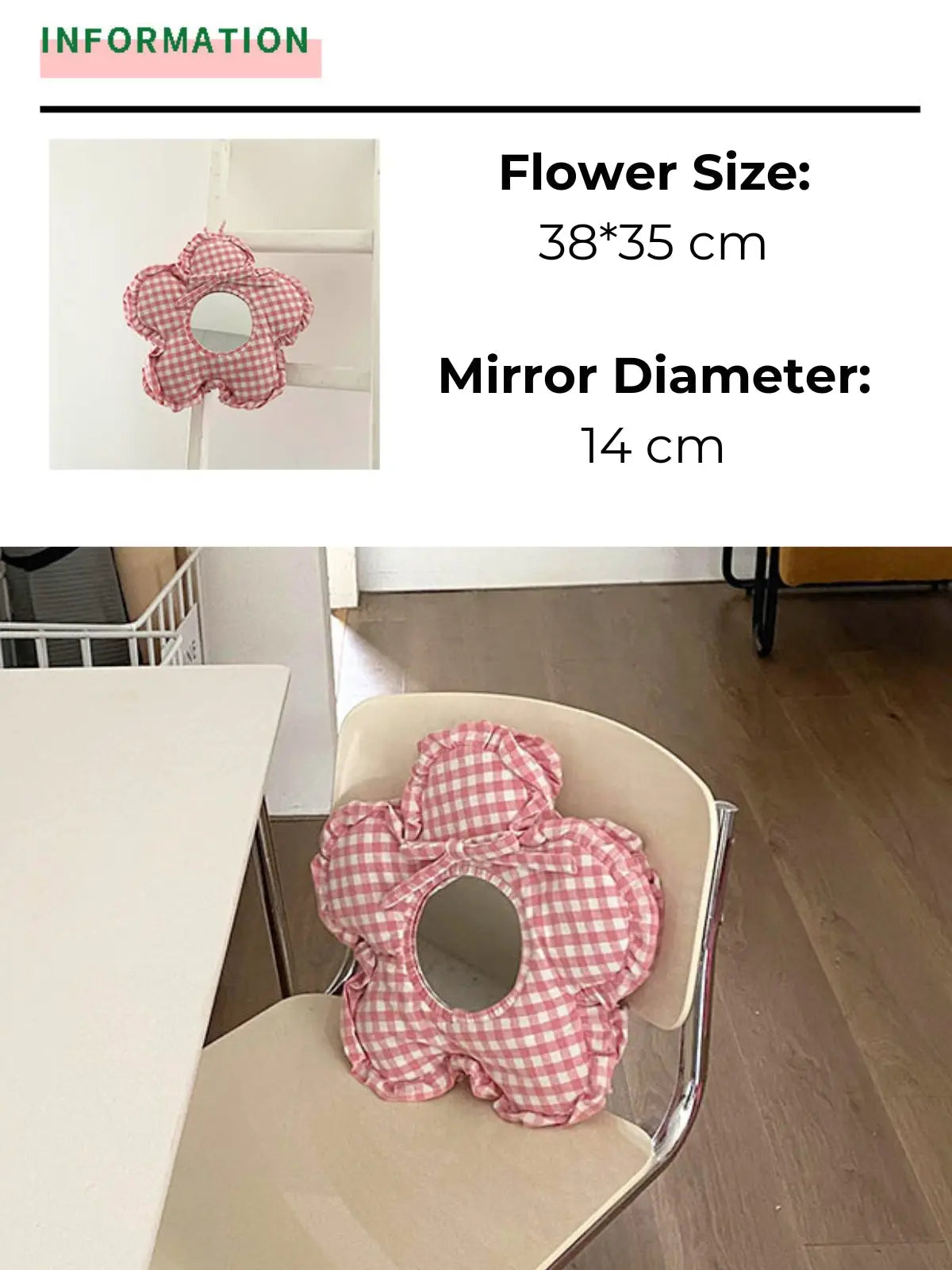 Blossom Pink Plaid Mirror Wall Decor ChicChoi