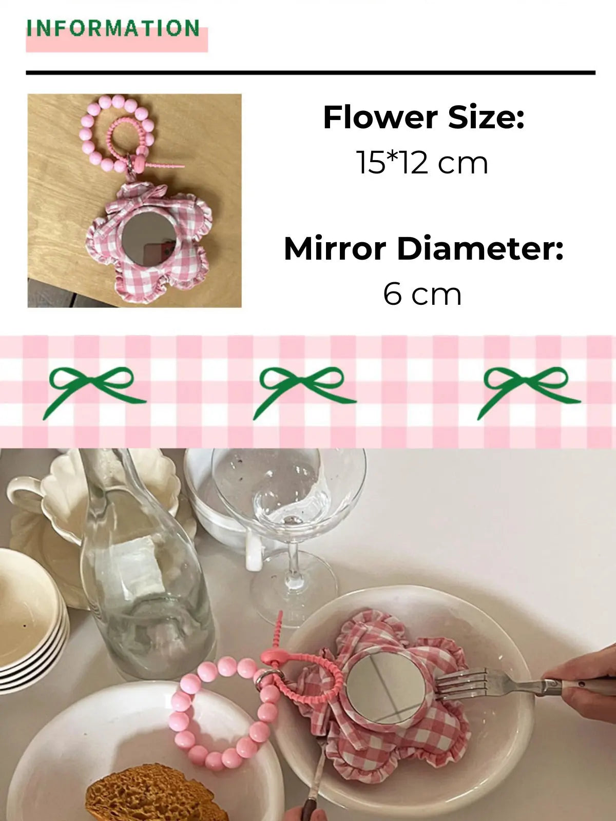 Petal Pink Plaid Mirror Charm ChicChoi