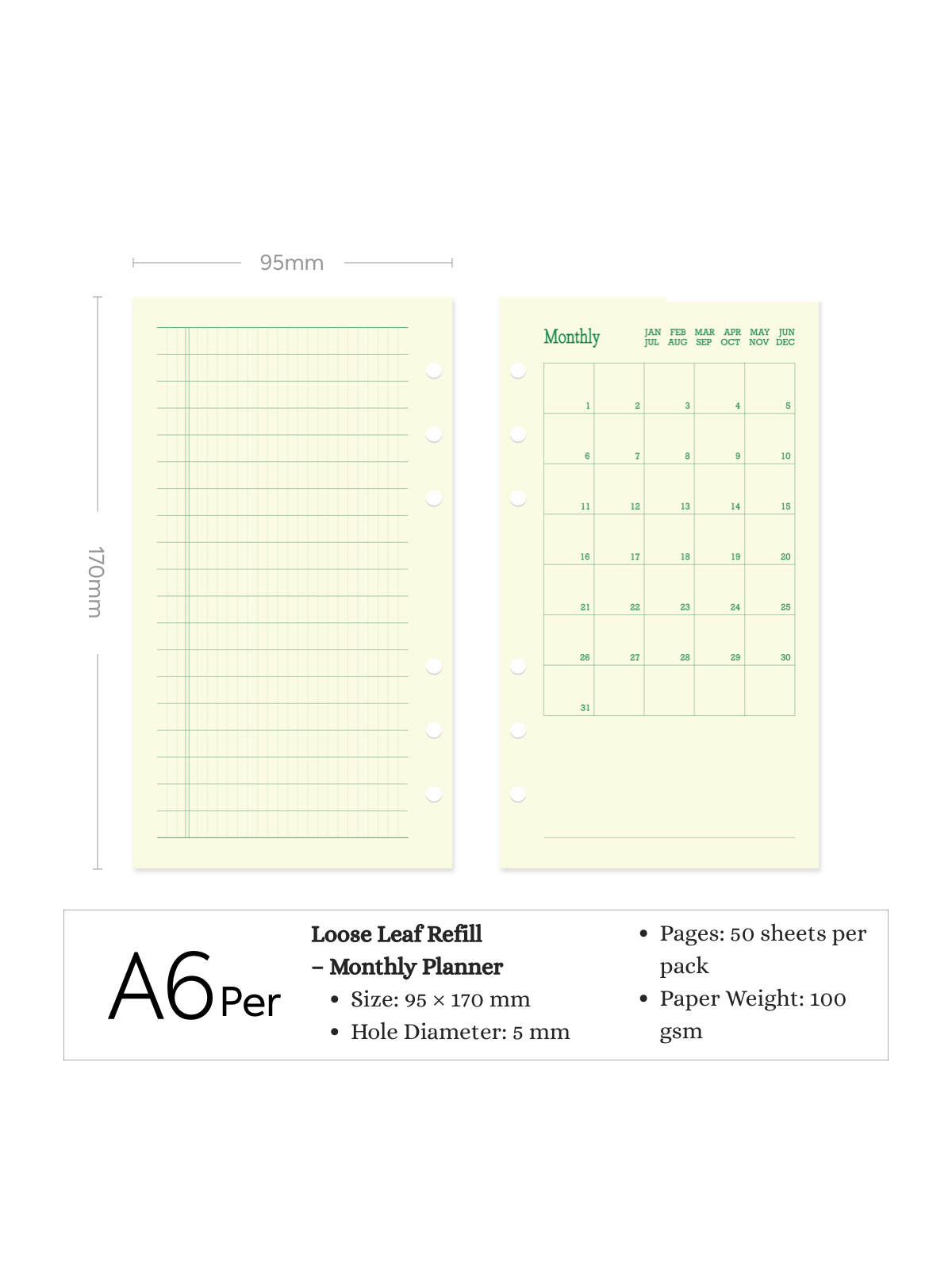 Refill Paper Inserts – A7 / M5 / A6 Sizes | Daily, Weekly, Monthly Planners & More