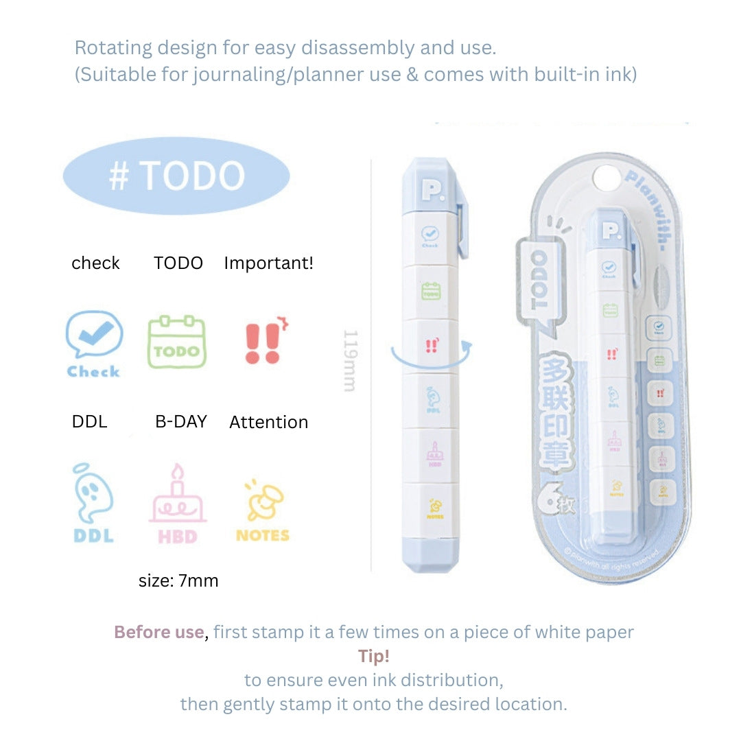 Multi-Pattern 6-in-1 Pen Stamp Set