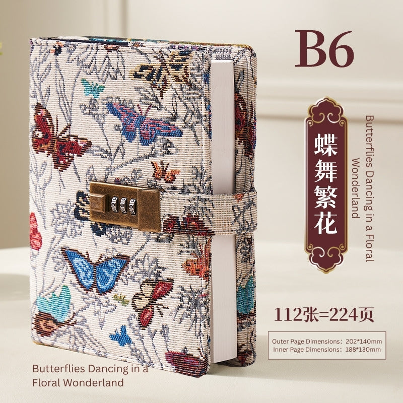 Secret Garden B6 Fabric Vintage Code Lock Journal
