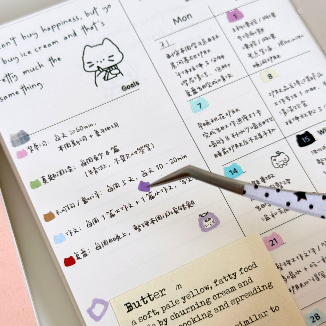 "Pat the Cat Head" Cute Kitty-Shaped Mini Highlight Stickers
