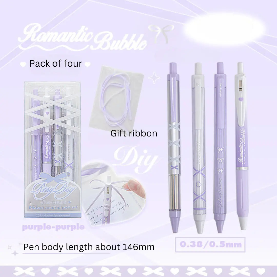 4pcs Soft Ribbon Gel Pens Set 0.38mm/0.5mm Ballpoint ChicChoi