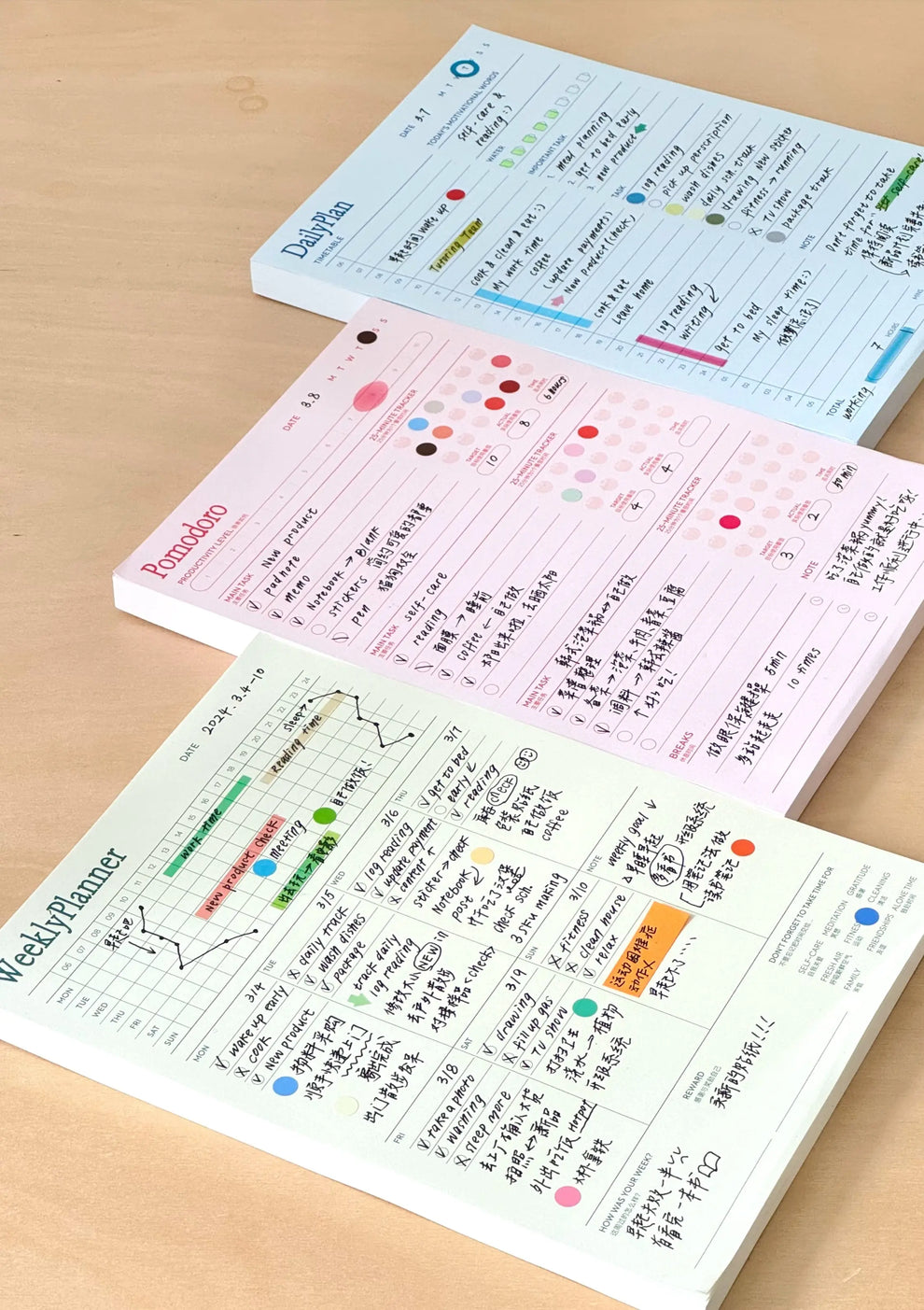 ChicChoi Pomodoro Technique daily and weekly planner notepad