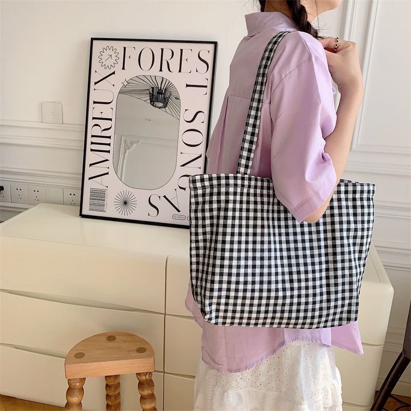 Large Capacity Classic Plaid Canvas Bag