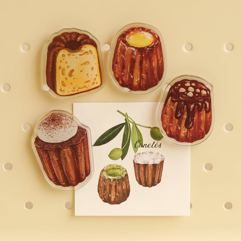 Cannelés Fridge Magnets, 4Pcs