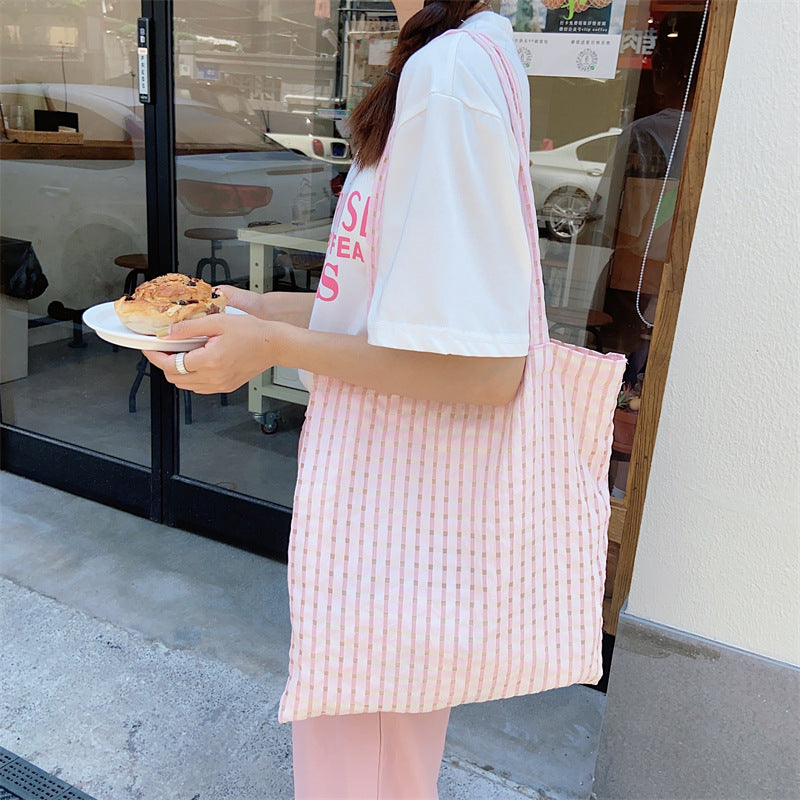 Thin Plaid Fresh Color Shoulder Bag