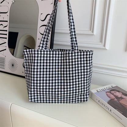 Large Capacity Classic Plaid Canvas Bag