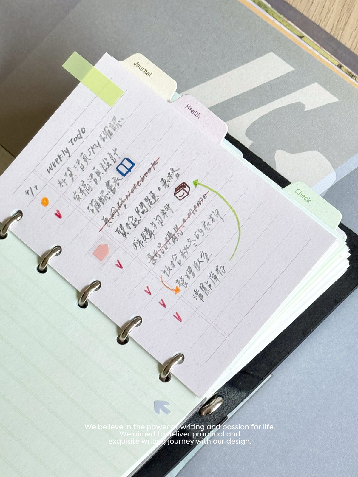 Five-Color Writing Set – Loose Leaf Paper Refills for M5 / A7