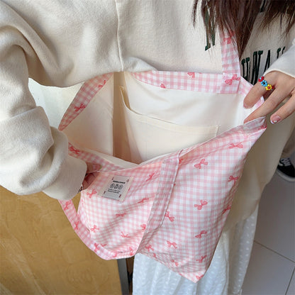 Cute Bow One-Shoulder Canvas Bag