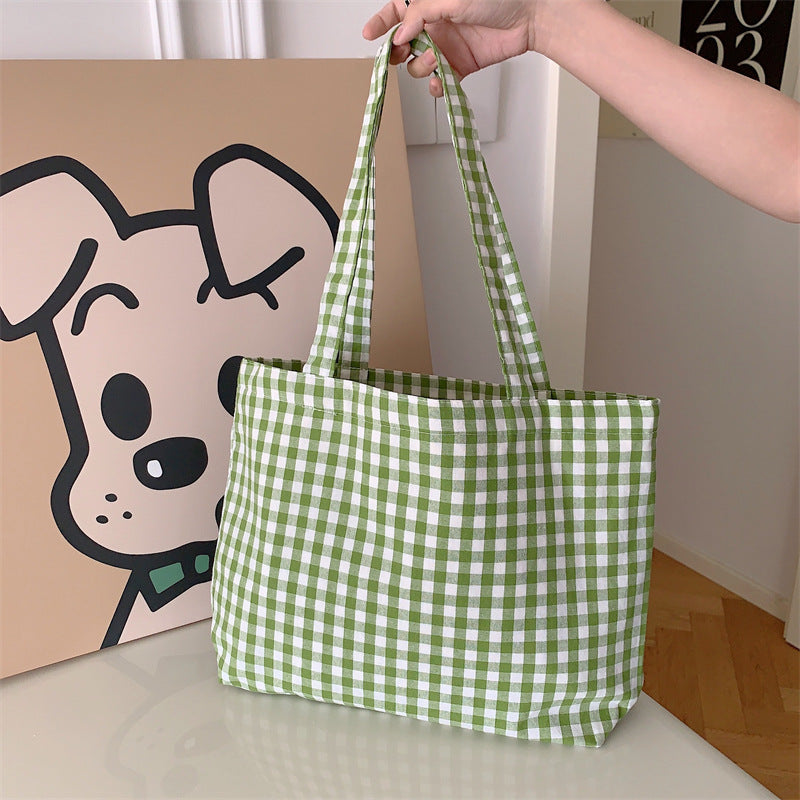 Large Capacity Classic Plaid Canvas Bag