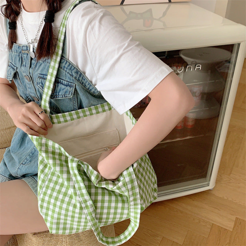 Large Capacity Classic Plaid Canvas Bag