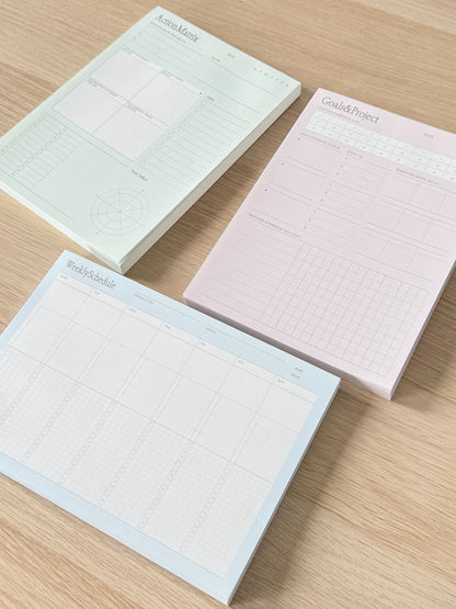 A5 Functional Notepads | Action Matrix, Goal & Project, Weekly Schedule Planner