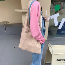 Diamond Tote Bag Hollow Knitted Woolen Bag