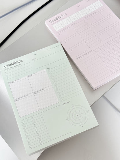 A5 Functional Notepads | Action Matrix, Goal & Project, Weekly Schedule Planner