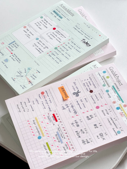 A5 Functional Notepads | Action Matrix, Goal & Project, Weekly Schedule Planner