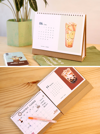 Original Milk Tea 2025 Hand-painted Illustration Calendar New Year Gift