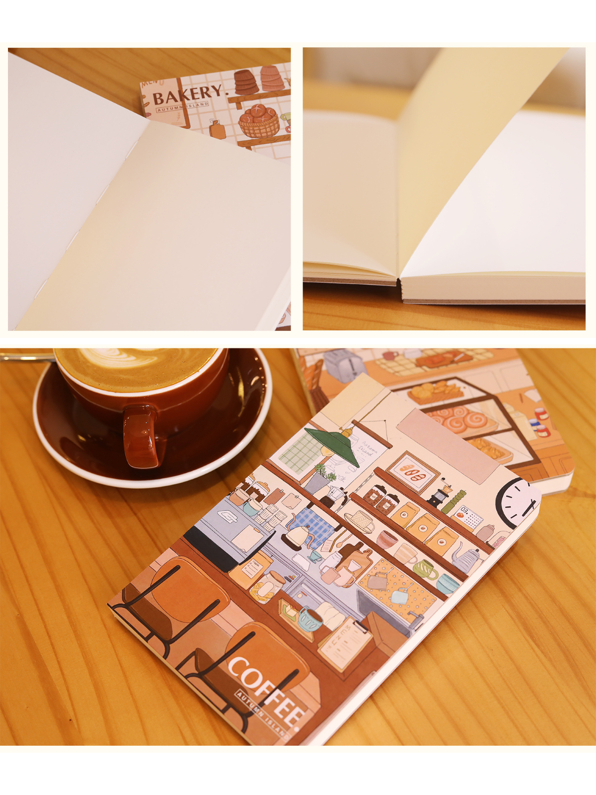 A5 Hard Cover Notebook – Coffee & Bread Illustration