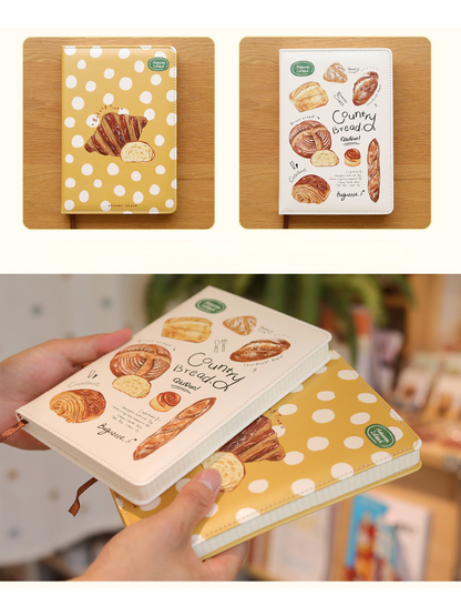 Bread Baking Illustration A5 PU Leather Notebook