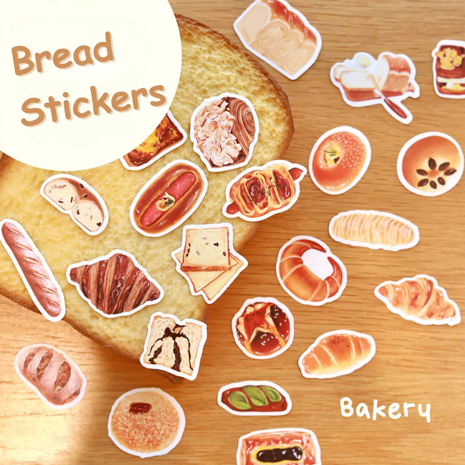 Bread Rusk Sticker Bread Illustration PVC Matte Film Sticker Pack - ChicChoi